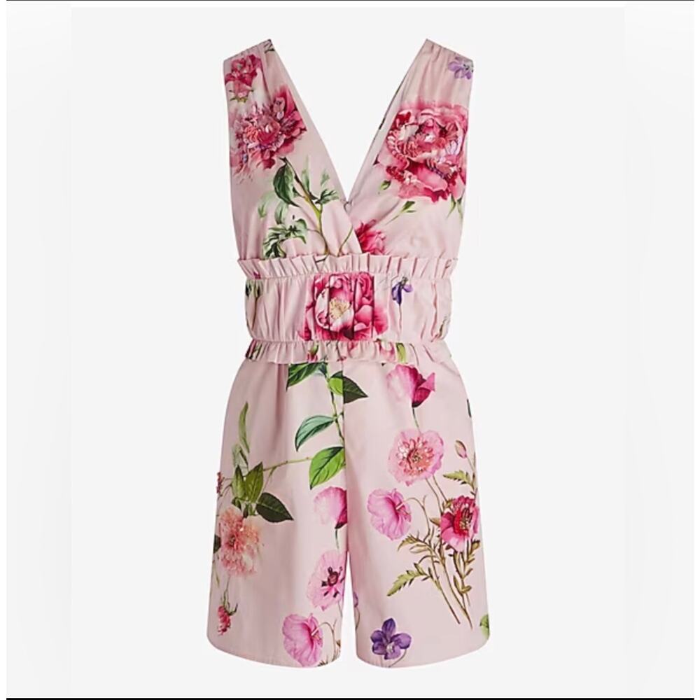Express Floral Romper Women Sz. XL/16-18 NWT Embellishment sequin Flowers